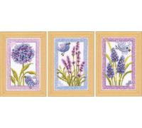 Vervaco Counted Cross Stitch Miniatures Kit - Birds with Flowers Set of 3