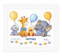 Vervaco Counted Cross Stitch Kit Birth Record Animal Cheer