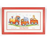Vervaco Counted Cross Stitch Kit Birth Record Animal Train