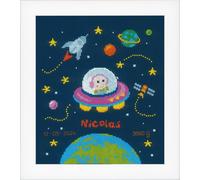 Vervaco Counted Cross Stitch Kit Birth Record Baby Astronaut