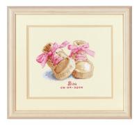 Vervaco Counted Cross Stitch Kit: Birth Record: Baby Shoes