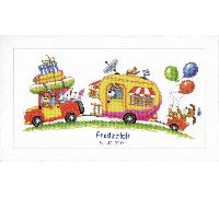 Vervaco Counted Cross Stitch Kit: Birth Record: Caravan Trip