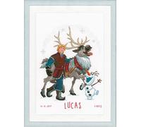 Vervaco Counted Cross Stitch Kit: Birth Record: Frozen-Always Up for Adventure, Cotton, Assorted, 20 x 1 x 25 cm