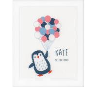 Vervaco Counted Cross Stitch Kit: Birth Record: Hello Penguin