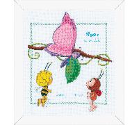 Vervaco Counted Cross Stitch: Birth Record: Maya, Lara & Beatrice, COTTON, NA, 27 x 23cm
