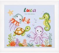 Vervaco Counted Cross Stitch Kit Birth Record Sea Animals