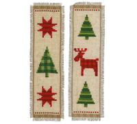 Vervaco Counted Cross Stitch Kit: Bookmark: Checkered Christmas Trees: Set of 2