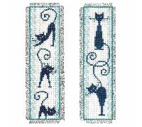 Vervaco Counted Cross Stitch Kit: Bookmark: Cheerful Cats: Set of 2