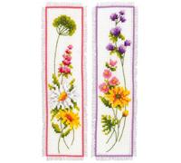 Vervaco Counted Cross Stitch Kit Bookmark Flowers Set of 2