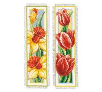 Vervaco Counted Cross Stitch Kit Bookmark Flowers Set of 2
