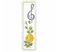 Vervaco Counted Cross Stitch Kit: Bookmark: Rose & Treble Clef