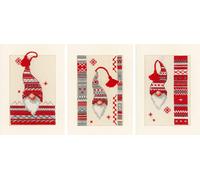 Vervaco Counted Cross Stitch Kit - Christmas Elf Cards - Cotton - Set of 3 - 10.5 x 15 cm