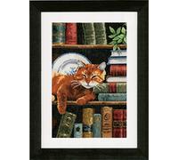 Vervaco Counted Cross Stitch Kit Cat On Bookshelf Aida, Assorted