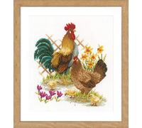 Vervaco Counted Cross Stitch Kit: Chicken Family, Cotton, Multicoloured, 24 x 26 x 0,3 cm