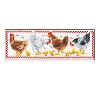 Vervaco Counted Cross Stitch Kit - Chickens, DIY Home Decoration Gift, Approx. 40 x 14 cm