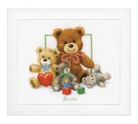 Vervaco counted cross stitch kit "Cuddly Bears", 25x21cm, DIY