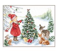 Vervaco counted cross stitch kit "Decorating for Christmas, Evenweave fabric", 3