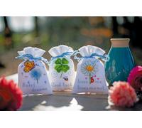 Vervaco Counted Cross Stitch Kit: Draw String Gift Bags: Wishes: Set of 3