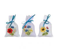 Vervaco Counted Cross Stitch Kit Gift Bags Field Flowers Set of 3