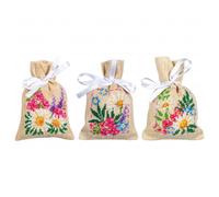 Vervaco Counted Cross Stitch Kit Gift Bags Spring Flowers Set of 3