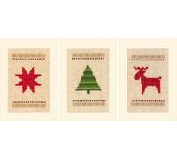 Vervaco Counted Cross Stitch Kit: Greeting Cards: Christmas: Set of 3