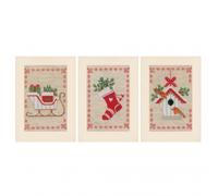 Vervaco Counted Cross Stitch Kit Greetings Cards Christmas Motif Set of 3