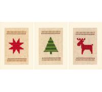 Vervaco Counted Cross Stitch Kit Greetings Cards Christmas Set of 3