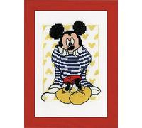 Vervaco Counted Cross Stitch Kit: Mickey-Getting Dressed, Cotton, Multi-Colour, 18 x 1 x 24 cm