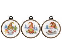 Vervaco Counted Cross Stitch Kit Miniature Gnomes Set of 3