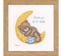 Vervaco Counted Cross Stitch Kit Popcorn Bear Sleeping aida, Cotton Blend, Assorted, 18.4 x 0.6 x 9.6 cm