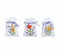 Vervaco Counted Cross Stitch Kit: Pot-Pourri Bag: Flowers & Lavender: (Set of 3)