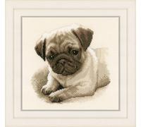 Vervaco Counted Cross Stitch Kit – Pug Dog, Cotton, Multi-Color, 21 x 21 x 0.3 cm