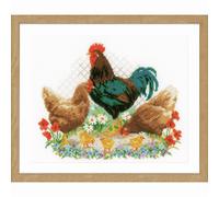 Vervaco Counted Cross Stitch Kit: Rooster and Chickens