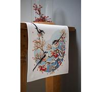 Vervaco Counted Cross Stitch Kit: Runner: Long-Tailed Tits & Red Berries, Cotton, NA, 32 x 84cm