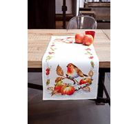 Vervaco Counted Cross Stitch Kit: Runner: Robin, 100% Cotton, Multi-Colour, 32 x 2 x 84 cm
