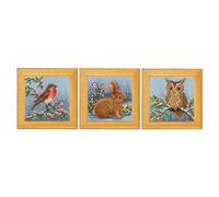 Vervaco Counted Cross Stitch Kit Set - Winter Animals - 3 Pack DIY 8x8 cm Home Decor