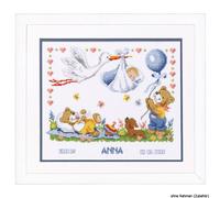 Vervaco Counted cross stitch kit Stork brings baby, DIY