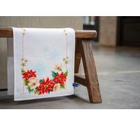 Vervaco Counted Cross Stitch Kit Table Runner Christmas Flowers