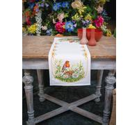 Vervaco Counted Cross Stitch Kit: Table Runner: Daisies and Robin