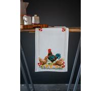 Vervaco Counted Cross Stitch Kit Table Runner Rooster and Chickens Aida