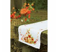 Vervaco Counted Cross Stitch Kit Table Runner: Squirrel in Autumn