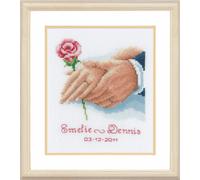 Vervaco Counted Cross Stitch Kit Wedding Record Holding Hands - Multi-Colour