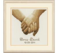 Vervaco Wedding Record Holding Hands Ecru Adia Counted Cross Stitch Kit, Multi-Colour