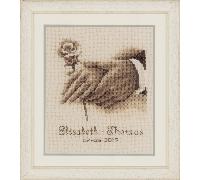 VERVACO (3PL) Cross Stitch WDDNG, Cotton, Wedding Rings (14 Count), ca. 16 x 18 cm / 6,4" x 7,2"