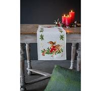 Vervaco Counted Cross Stitch Table Runner Small Deer with Rabbit Embroidery Complete Kit Adult Leisure Creative Home Decoration Manual Table Cadeou DIY ca. 32 x 84 cm Cross Stitch