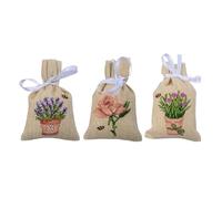 VERVACO Embroidery Kit Cross Stitch Fragrance Pouch FLOWER SET OF 3 Needlework Kit Lavender Bag for Wardrobe 8 x 12 cm Embroidery with Counted Pattern DIY Kit Small Gift Crafts For Adults