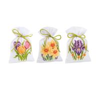 VERVACO Counted Pattern Pack Embroidery Set Bag Flower Set of 3 DIY Counted Cross Stitch Embroidery Kits Crafts Adults Creative Set 8 x 12 cm Embroidery Set for Beginners Fabric Bag for Embroidery