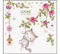 Vervaco Counted Point Kit Cheeky Kitten, White, Approx. 30 x 31 cm