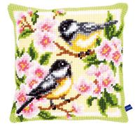 Vervaco Cross Stitch Cushion: Birds and Blossoms, Multi-Colour