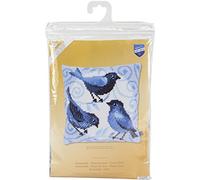 Vervaco Cross Stitch Cushion: Blue Birds, Multi-Colour, 15.75" by 15.75"